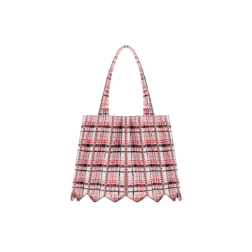 PLEATSMAMA Tweed Shopper Bag Pale Pink